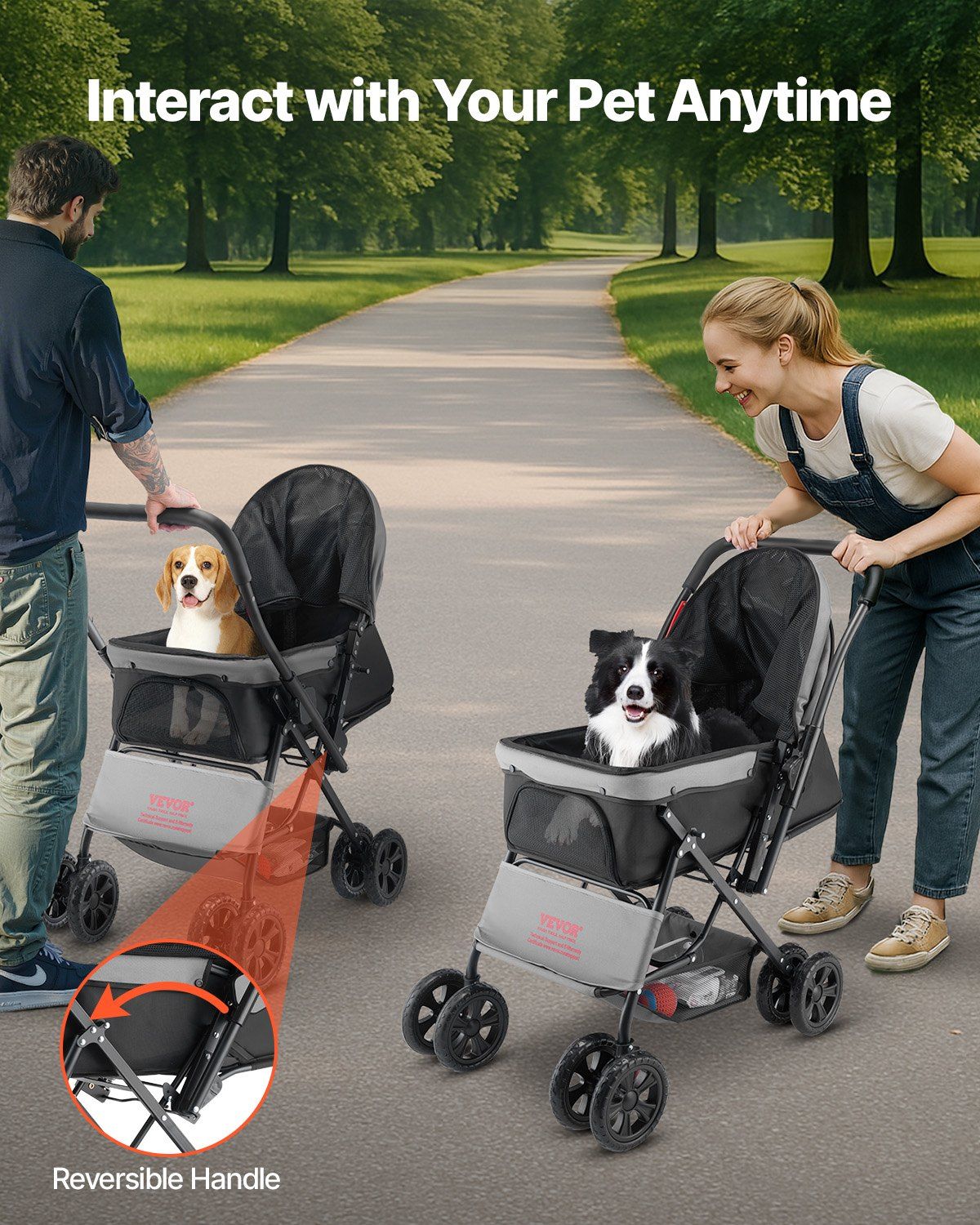Foldable 4 Wheels Travel Dog Stroller up to 44lbs