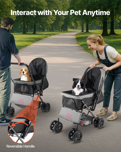 Foldable 4 Wheels Travel Dog Stroller up to 44lbs