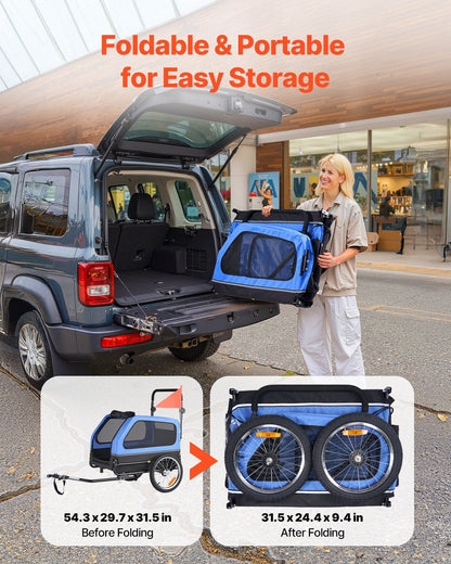 VEVOR 2-in-1 Dog Bike Trailer & Pet Stroller (up to 88 lbs)