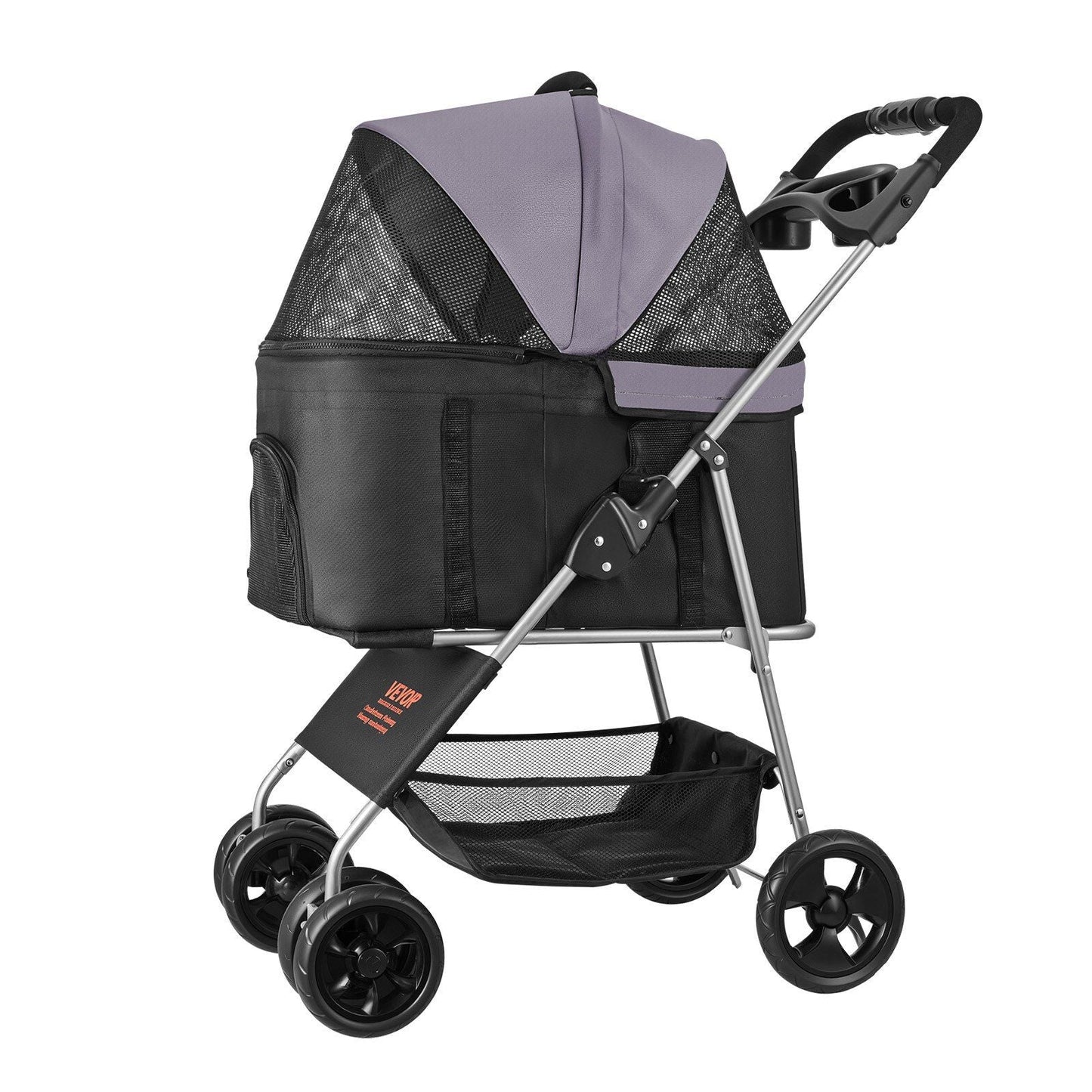 Foldable 4-Wheel Pet Stroller with Detachable Carrier for Small to Medium Pets