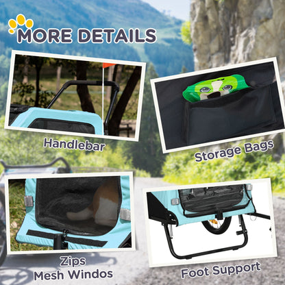 Aosom 2-in-1 Large Dog Bike Trailer & Pet Stroller (up to 66 lbs)