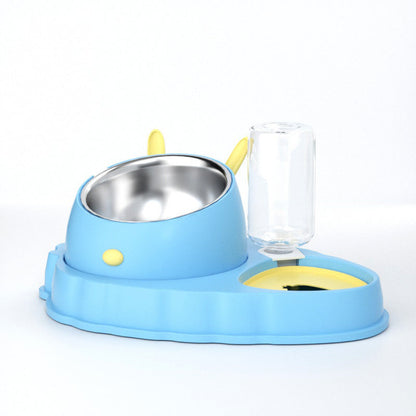 Carrot Design Tilted Double Pet Feeding Bowl
