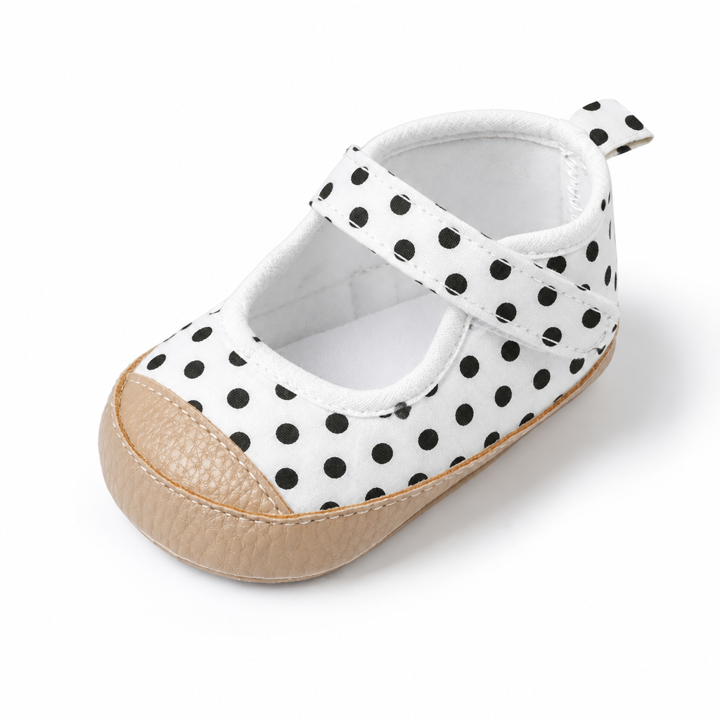 Baby Girl Velcro Shoes with PVC Soles - White