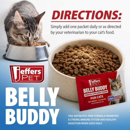 Jeffers BELLY BUDDY Probiotic Supplement Packets for Cats