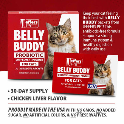Jeffers BELLY BUDDY Probiotic Supplement Packets for Cats