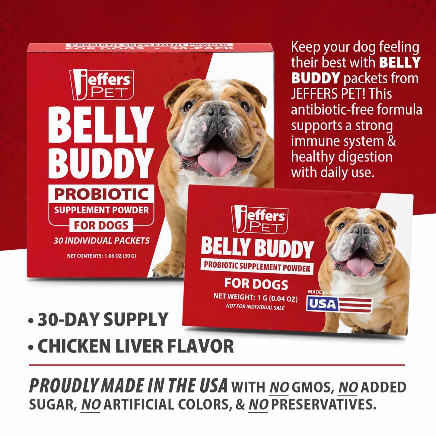 Jeffers BELLY BUDDY Probiotic Supplement Powder for Dogs