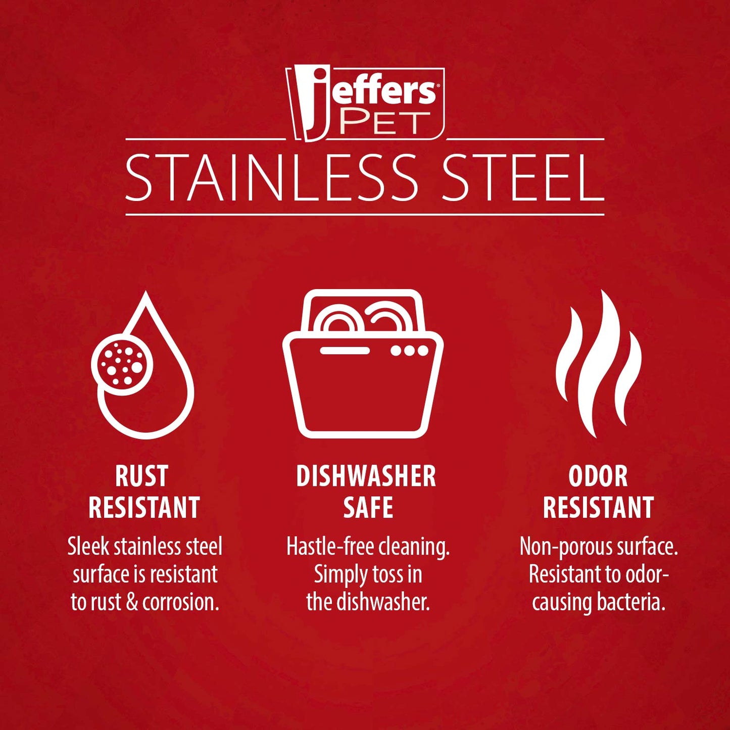 Jeffers Pet Embossed No-Tip Anti-Skid Stainless Steel Pet Bowl