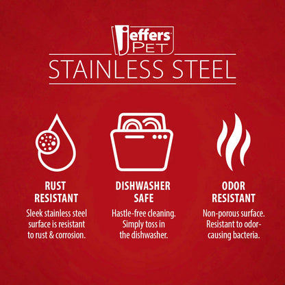 Jeffers Pet Embossed No-Tip Anti-Skid Stainless Steel Pet Bowl