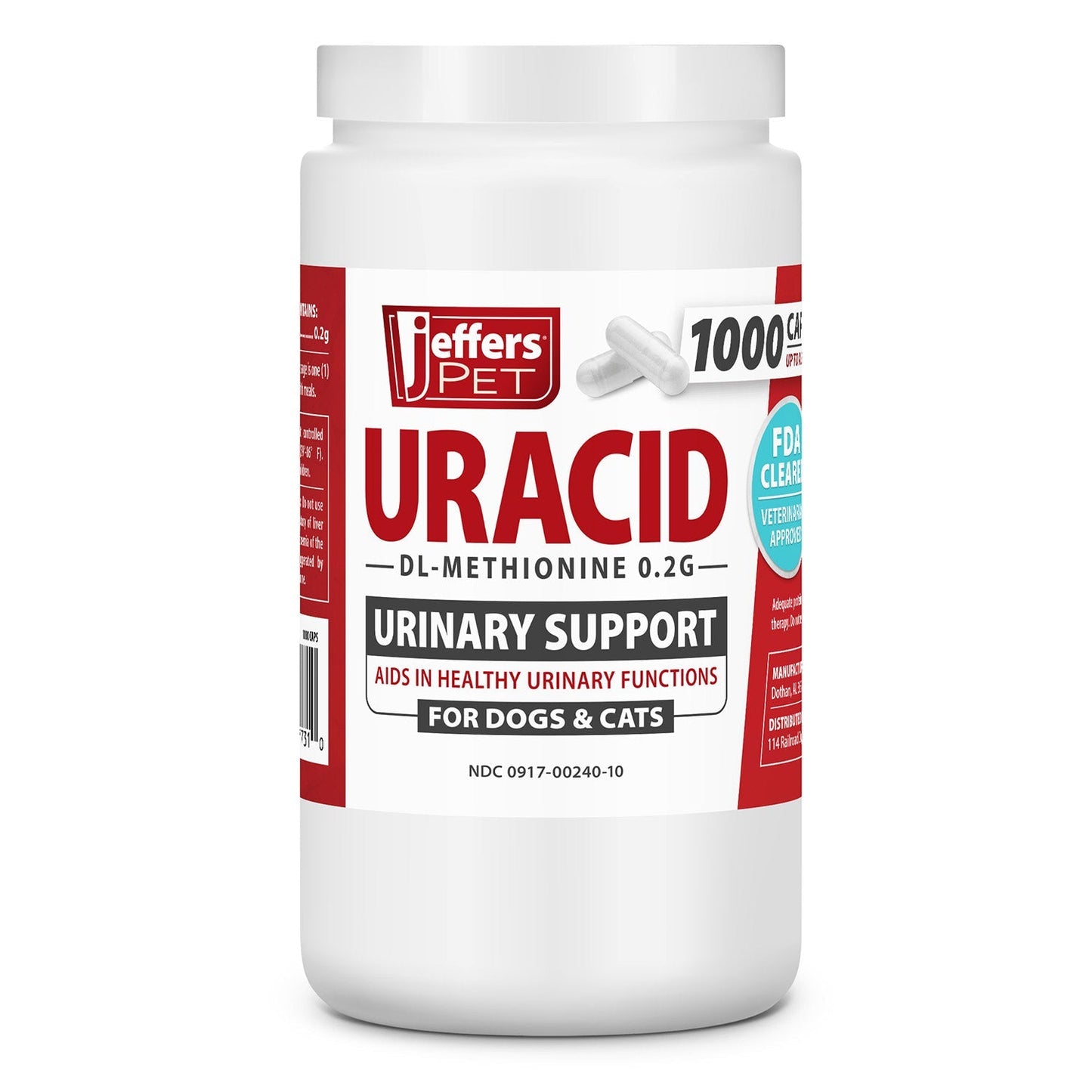 Jeffers Uracid DL-Methionine Capsules for Cats & Dogs