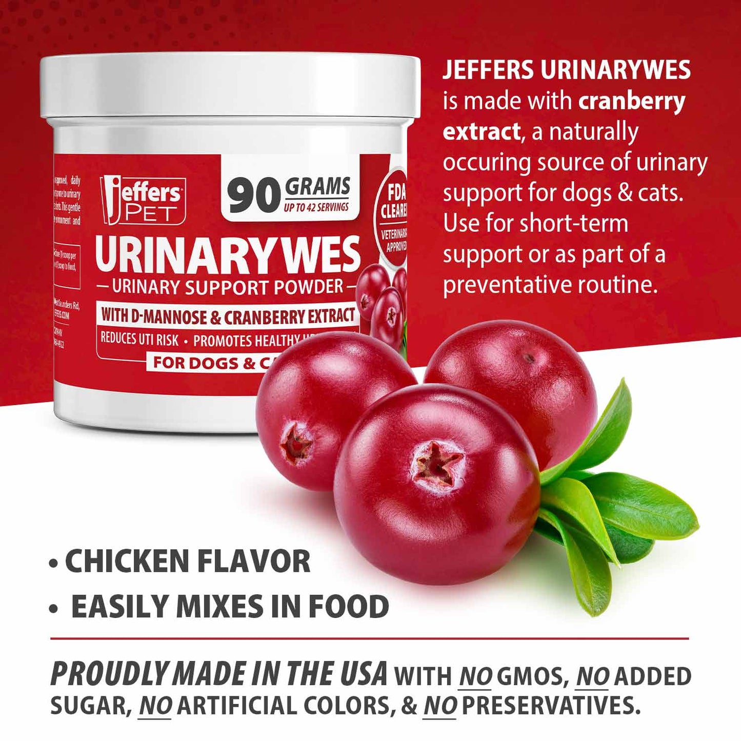 Jeffers Urinary Support Powder with D-Mannose for Cats & Dogs