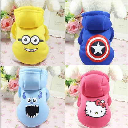 Cartoon dog hoodies in yellow blue light blue and pink designs