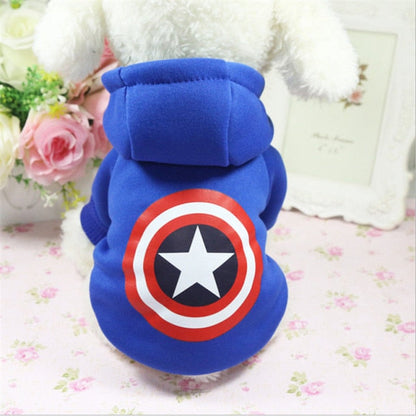 Blue America dog hoodie with star shield print